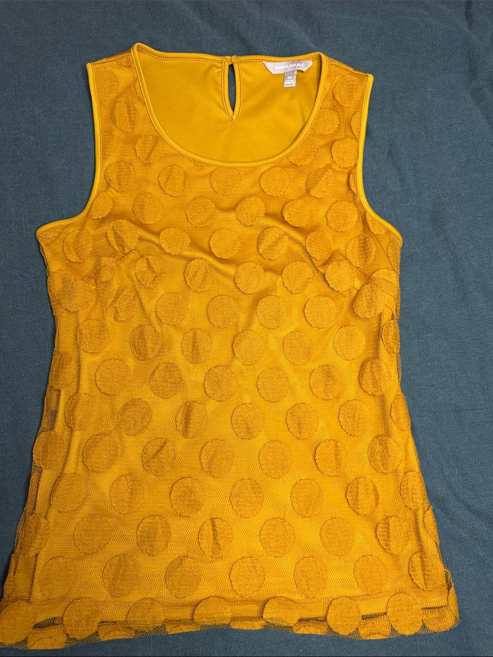 Banana Republic Mustard Yellow Textured Dot Sleeveless Tank